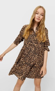 Stradivarius Короткое Платье-Рубашка Бежевый L