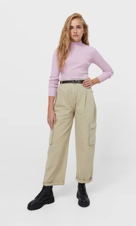 Stradivarius Свитер С Воротником-Стойкой Сиреневый Xs