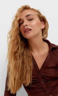 Stradivarius Трикотажная Рубашка Коричневый M