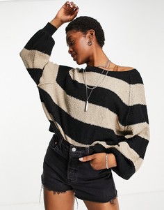 Черный джемпер в полоску Free People-Черный цвет