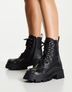 Черные ботинки на шнуровке с защитой от грязи ASOS DESIGN Apex-Черный цвет