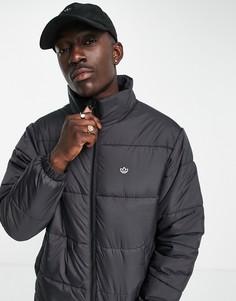 Черная дутая куртка с воротником-стойкой adidas Originals-Черный цвет
