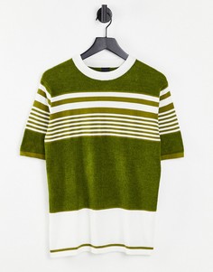 Зеленая футболка из махровой ткани в стиле колор блок River Island-Зеленый цвет