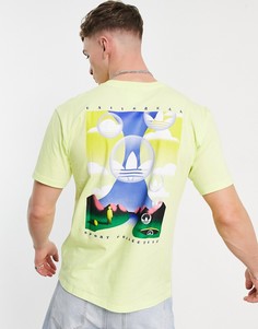 Желтая футболка с прямоугольным логотипом в летнем стиле adidas Originals-Желтый