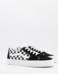 Черные низкие замшевые кеды с шахматным принтом Vans Sk8-Черный