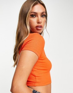 Красный топ в рубчик с квадратным вырезом ASOS DESIGN