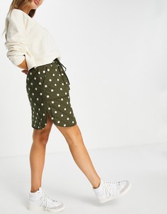 Стеганая юбка цвета хаки в горошек с завышенной талией Y.A.S. Kikki-Зеленый цвет