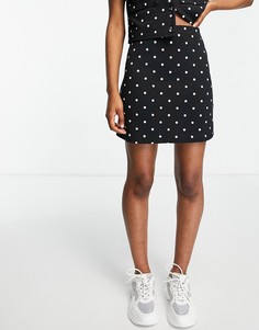 Стеганая юбка мини с монохромным принтом в горошек (от комплекта) ASOS DESIGN-Разноцветный