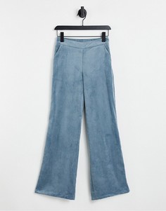 Синие брюки с широкими штанинами Object Elva-Голубой