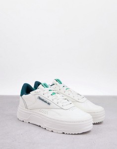 Белые кроссовки на платформе с зелеными вставками Reebok Club C Double Geo-Белый