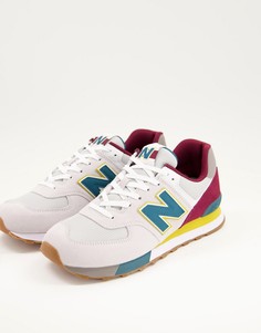 Кроссовки бордового/желтого цвета New Balance 574-Разноцветный
