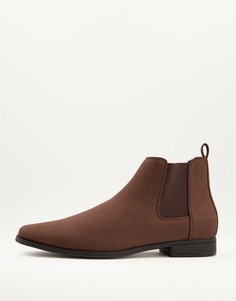 Коричневые ботинки челси из искусственной замши ASOS DESIGN-Коричневый цвет