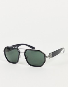 Черные мужские солнцезащитные очки-авиаторы Versace 0VE2228-Черный цвет