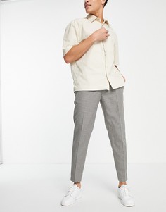 Серые суженные книзу брюки в мелкую клетку Topman-Серый