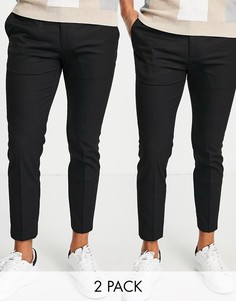 Набор из 2 строгих зауженных брюк-джоггеров черного цвета Topman-Черный цвет