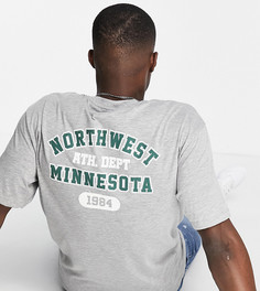 Серая меланжевая oversized-футболка с принтом "Minnesota" на спинке Only & Sons – эксклюзивно для ASOS-Серый