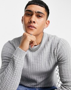Светло-серый обтягивающий джемпер с вафельным узором ASOS DESIGN