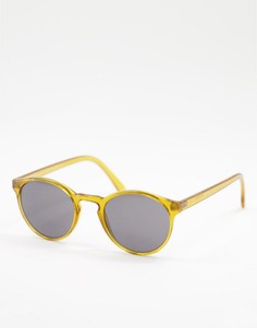 Солнцезащитные очки в желтой оправе Weekday Spy-Коричневый цвет