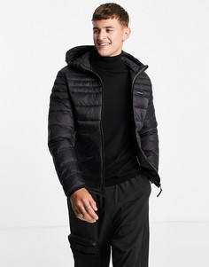 Черный пуховик с капюшоном Jack & Jones Essentials-Черный цвет