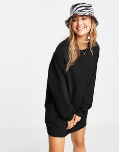 Черное платье-свитшот мини в стиле oversized ASOS DESIGN-Черный цвет