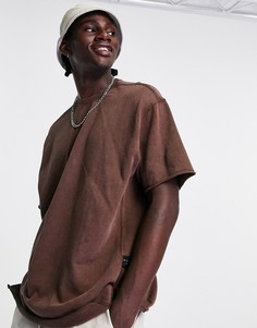 Коричневая oversized-футболка Bershka-Коричневый цвет