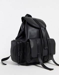 Рюкзак из черной искусственной кожи с цепочкой Bershka-Черный цвет
