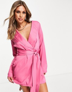 Розовое платье-блейзер с поясом In The Style x Naomi Genes-Розовый цвет