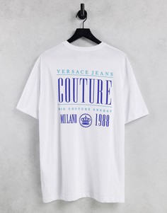 Белая oversized-футболка с логотипом на спине Versace Jeans Couture-Белый