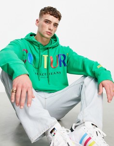 Oversized-худи зеленого цвета с логотипом Versace Jeans Couture-Зеленый цвет