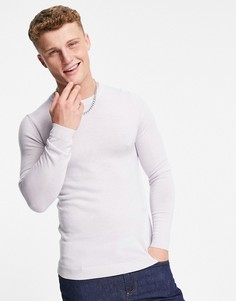 Серый облегающий джемпер из мериносовой шерсти ASOS DESIGN