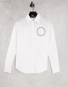 Белая приталенная рубашка с круглым логотипом Love Moschino-Белый