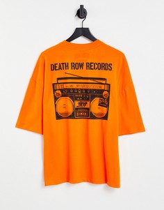 Оранжевая футболка в стиле oversized с принтом Death Row Records ASOS DESIGN-Оранжевый цвет