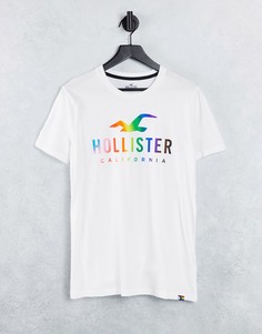 Белая футболка с радужным логотипом Hollister Pride-Белый