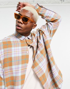 Светло-бежевая рубашка в стиле "extreme oversized" в клетку ASOS DESIGN-Коричневый цвет