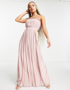 Плиссированное платье макси бледного розовато-лилового цвета TFNC-Розовый цвет