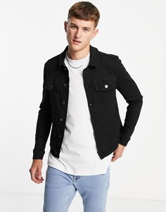 Черная облегающая джинсовая куртка River Island-Черный цвет