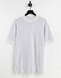 Серая oversized-футболка из сетчатого материала Airtex с окантовкой Topman-Серый