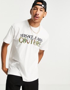 Белая футболка с логотипом в барочном стиле Versace Jeans Couture-Белый
