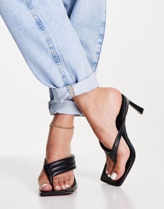 Черные босоножки на каблуке с мягкой перемычкой между пальцами ASOS DESIGN Herring-Черный цвет