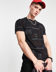 Черная футболка с принтом логотипа Armani Exchange-Черный цвет