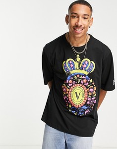 Черная футболка с принтом Versace Jeans-Черный цвет