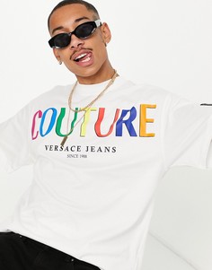Белая oversized-футболка с логотипом Versace Jeans Couture-Белый