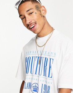Белая oversized-футболка с логотипом Versace Jeans Couture-Белый