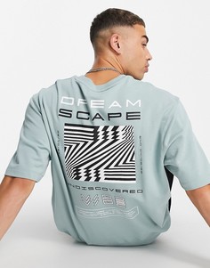 Голубой свитшот с принтом "Dreamscape" Topman