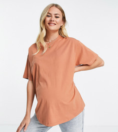 Свободная футболка рыжего цвета ASOS DESIGN Maternity-Коричневый цвет