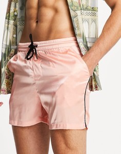 Атласные шорты светло-розового цвета с поясом на шнурке Another Influence-Розовый цвет