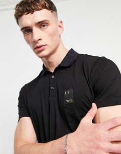 Черная футболка поло с прямоугольным логотипом Armani Exchange-Черный цвет