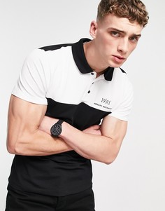 Черно-белое поло в стиле колор блок Armani Exchange-Черный цвет