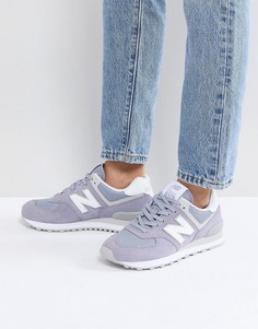 Сиреневые замшевые кроссовки New Balance 574-Фиолетовый