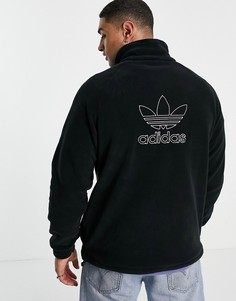 Флисовый свитшот черного цвета с молнией 1/4 и логотипом посередине adidas Originals adicolor-Черный цвет